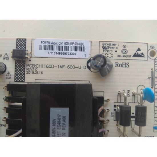 Placa Fonte Ptv58f80 Ptv50g70 Ptv50g70blsg Ch1160d-1mf 600ud